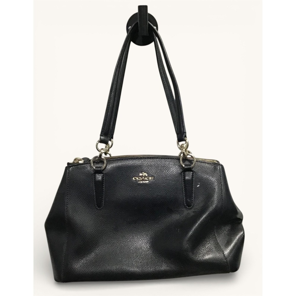 Coach Large Christie Carryall Black Crossgrain Leather Satchel Shoulder Bag Gold